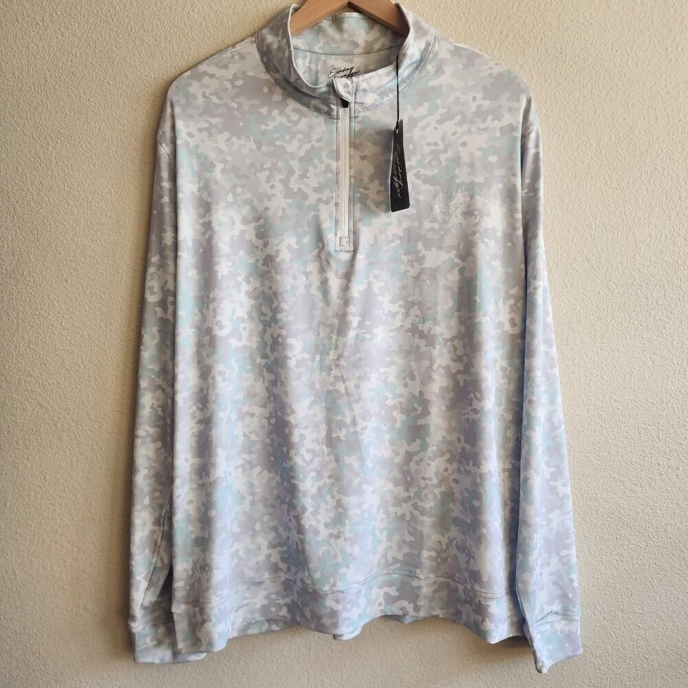 Sunday Swagger Quarterzip Pullover Mens Large Camo Aqua Lightweight Golf Shirt